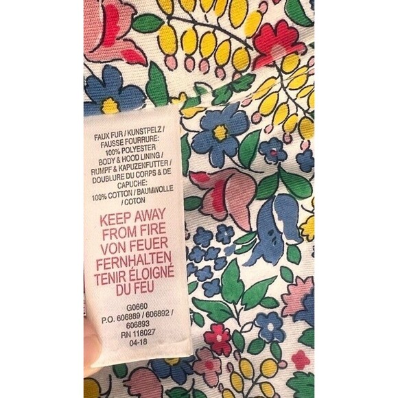 MINI BODEN SHERPA FLEECE VEST Girls Size 11-12Y Hooded Floral Lining Full Zip - Picture 9 of 9